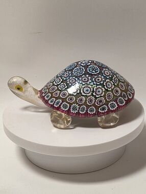 Vintage Murano Millefiori Turtle Tortoise Flowers Red Green Blue Stubby Tail